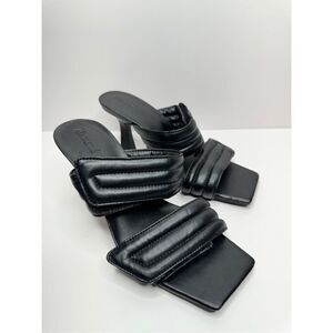 Abound Shoes Womens Size 7 Qarly Heeled Black Square Toe Slip‎ On Sandals